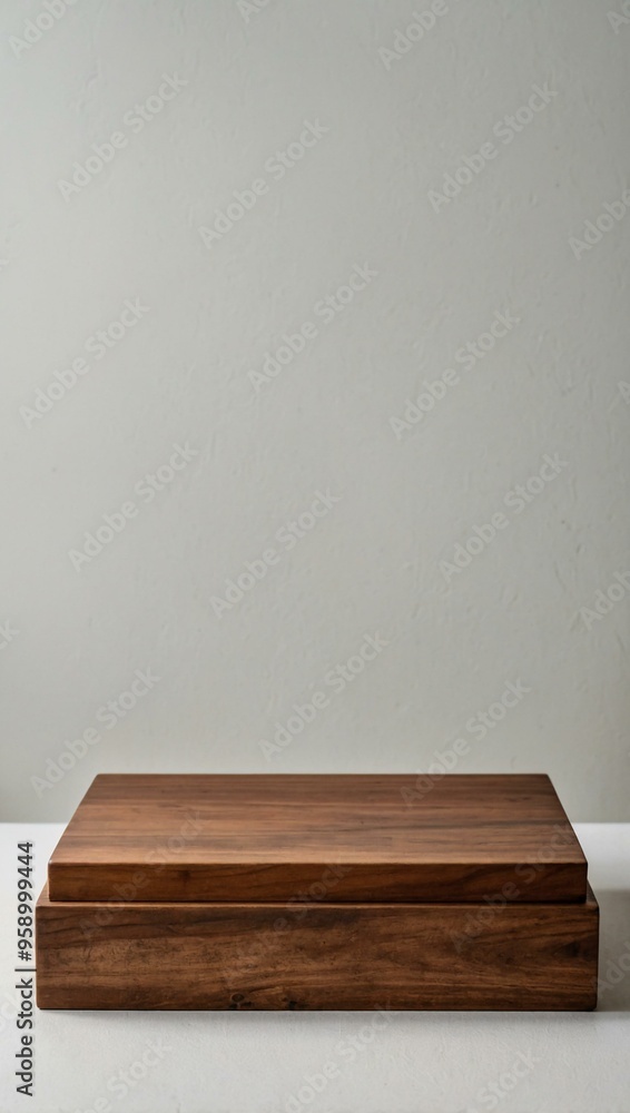 Wooden floating shelf with natural grain finish on a white background. Wooden floating shelf with natural grain finish on a white background.