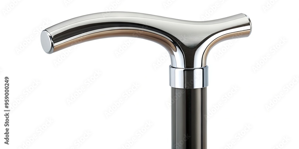 Sleek, silver, and ergonomic, this contemporary walking cane features a curved handle and durable, adjustable shaft, exuding modernity and sophistication in its minimalist design. Sleek, silver, and ergonomic, this contemporary walking cane features a curved handle and durable, adjustable shaft, exuding modernity and sophistication in its minimalist design.