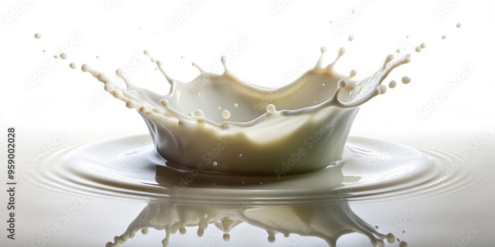 Milk Splash Crown, White Background, Liquid, Creamy, Splash, Milk