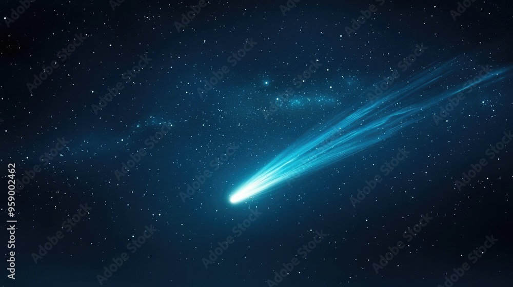 A stunning comet streaking through a dark, starry sky, illuminating the cosmos with its bright tail and capturing the beauty of space. A stunning comet streaking through a dark, starry sky, illuminating the cosmos with its bright tail and capturing the beauty of space.