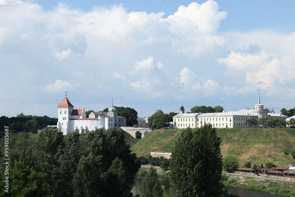 Fototapeta premium View of the Old Castle and the New Castle in Grodno. Belarus