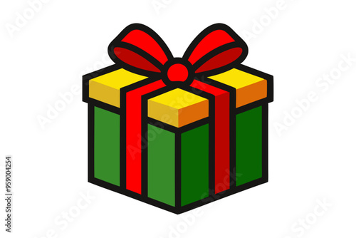 Christmas gift box isolated on white background