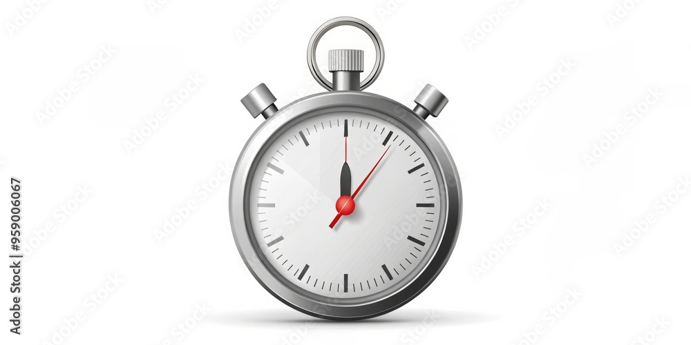 Realistic Silver Stopwatch with Red Second Hand, 3D Illustration, Stopwatch, Time, Timer Realistic Silver Stopwatch with Red Second Hand, 3D Illustration, Stopwatch, Time, Timer