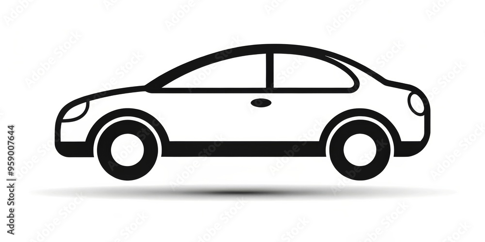 Simple Black Car Silhouette Icon, Black and White, Minimalist Design, Automobile, Transportation, Vehicle Simple Black Car Silhouette Icon, Black and White, Minimalist Design, Automobile, Transportation, Vehicle