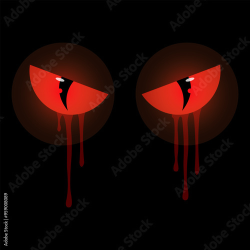 Red evil eyes in the dark, spooky scary eyes in the dark, monster eyes Halloween