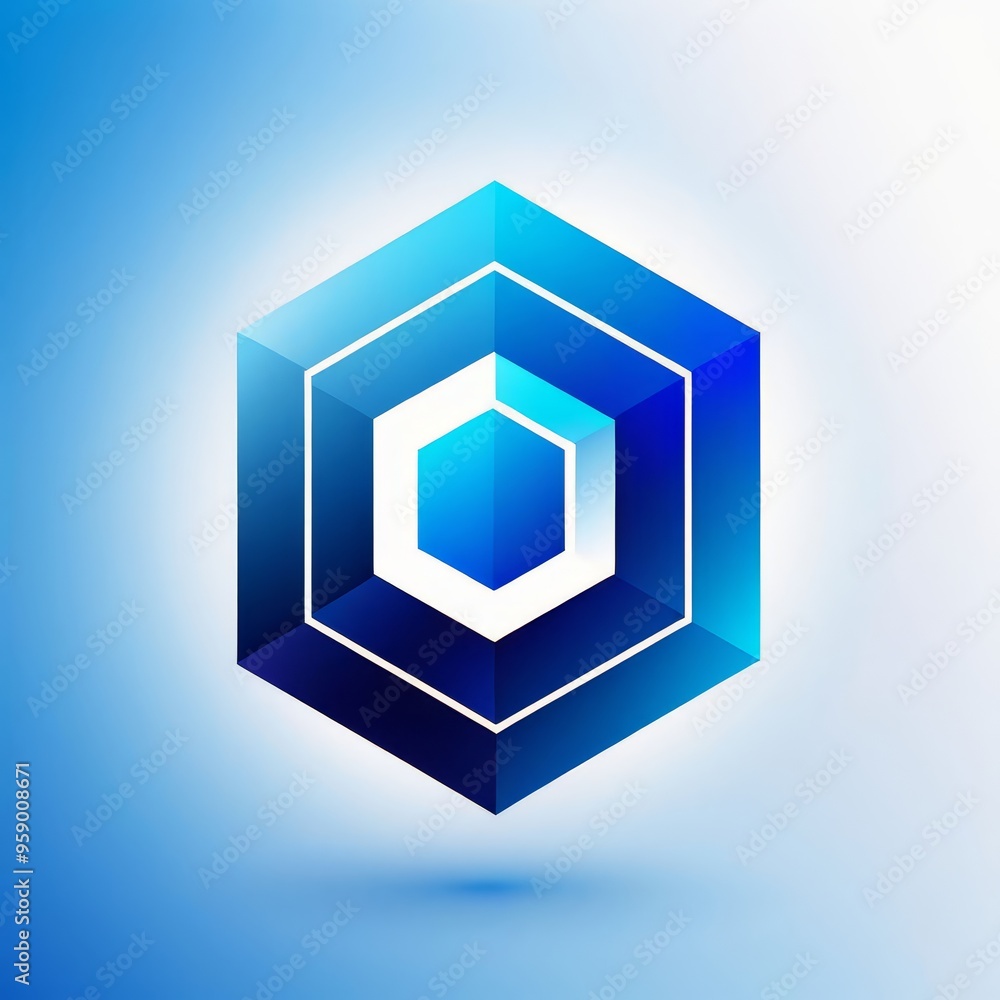 Abstract blue and white hexagonal design with a 3D effect. Abstract blue and white hexagonal design with a 3D effect.