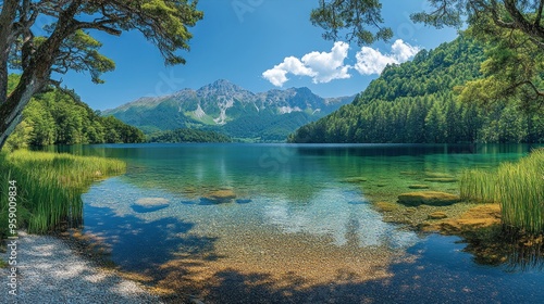 Serene Mountain Lake Landscape