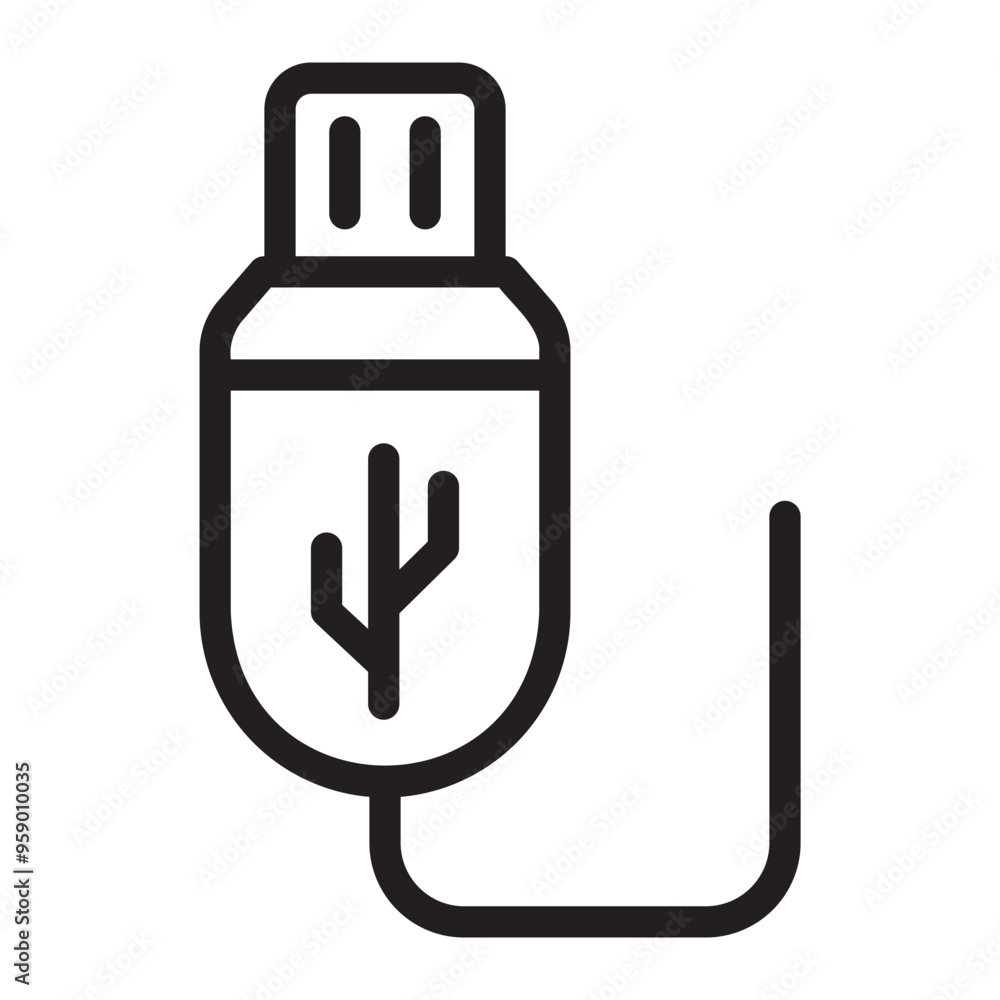usb cable line icon usb cable line icon