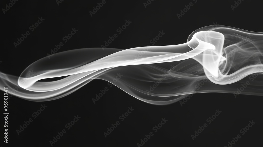 A graceful swirl of white smoke against a dark background, creating an ethereal and abstract visual effect. A graceful swirl of white smoke against a dark background, creating an ethereal and abstract visual effect.
