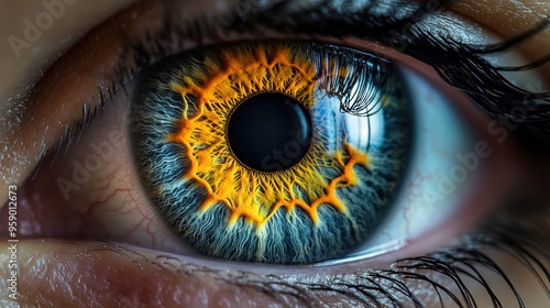 Close-up of a Human Eye with a Unique Pattern