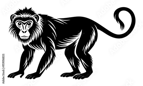 Download Macaque Silhouette Vector Illustration Svg And  Png File.