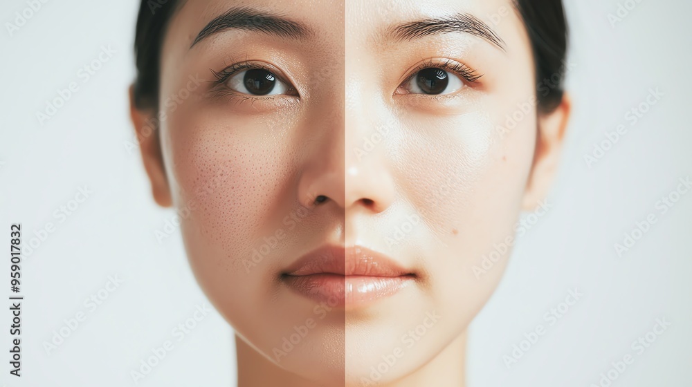 Obraz premium A portrait showcasing the beauty and diversity of human skin tones, highlighting natural beauty and facial symmetry.