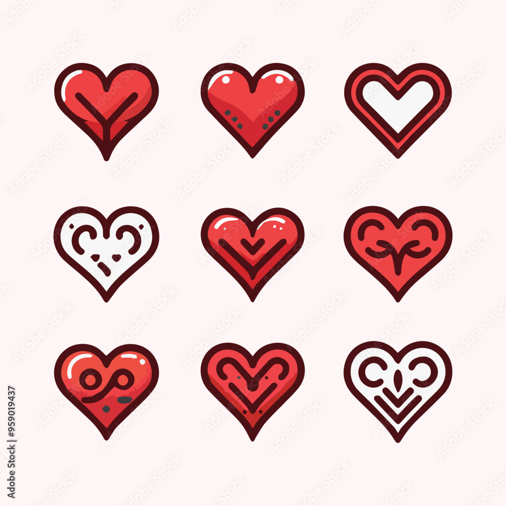 Red heart icons set vector Hand drawn heart for your creativity. Design elements for Valentine's Day. sketch Vector red heart set & stylish love design elements Collection of heart illustrations, set Red heart icons set vector Hand drawn heart for your creativity. Design elements for Valentine's Day. sketch Vector red heart set & stylish love design elements Collection of heart illustrations, set