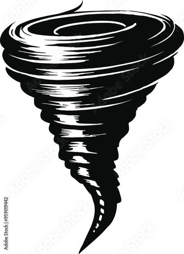 Tornado whirlwind or cyclone vortex and hurricane twirl twister with air funnel, vector icon. Tornado storm or hurricane wind swirl and typhoon whirl,