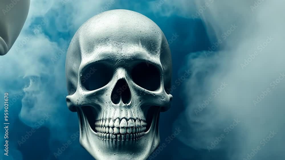 A skull is shown in the middle of a cloud of smoke A skull is shown in the middle of a cloud of smoke