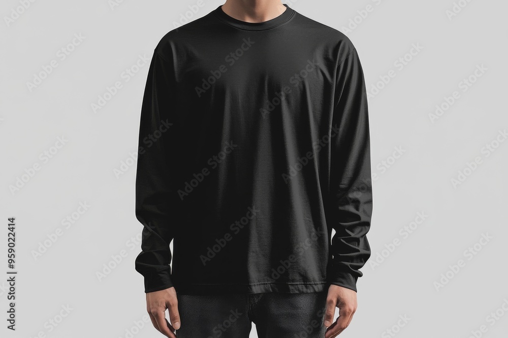 Black long sleeve tshirt mockup isolated created with Generative AI Black long sleeve tshirt mockup isolated created with Generative AI