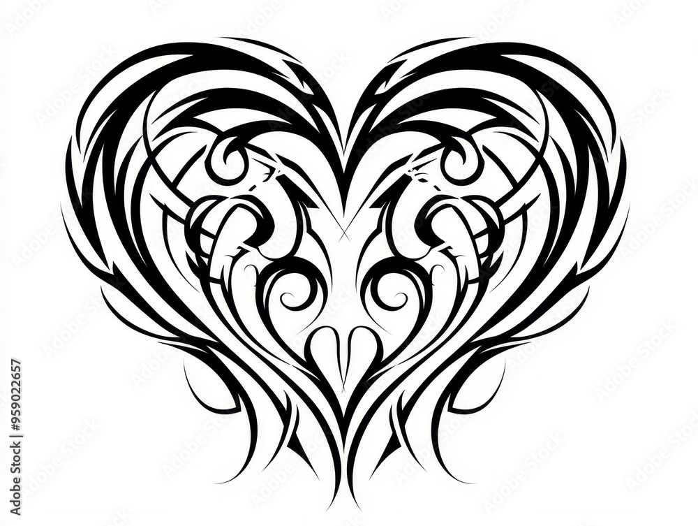 Abstract Black and White Tribal Heart Design A Detailed Heart Shaped Tattoo Illustration Tribal Abstract Black and White Tribal Heart Design A Detailed Heart Shaped Tattoo Illustration Tribal