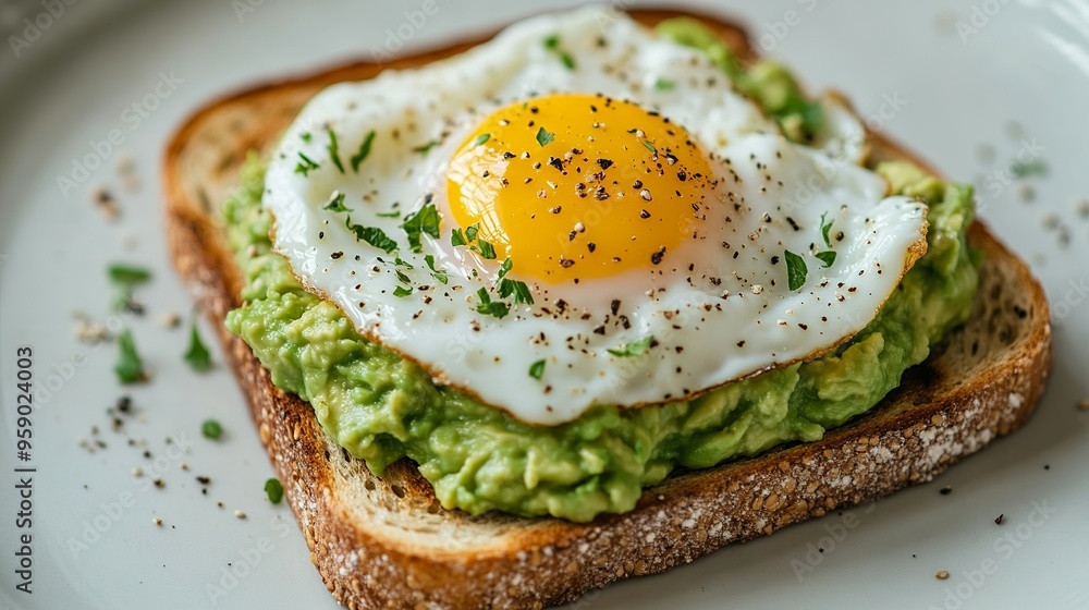 grain toast topped with mashed avocado and a poached egg grain toast topped with mashed avocado and a poached egg