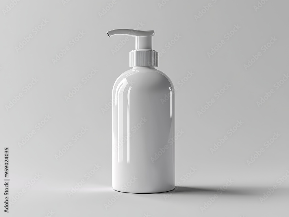 White Pump Bottle Mockup Front View Minimalist Composition Clean Lines Blank Label Bottle Mockup White Pump Bottle Mockup Front View Minimalist Composition Clean Lines Blank Label Bottle Mockup