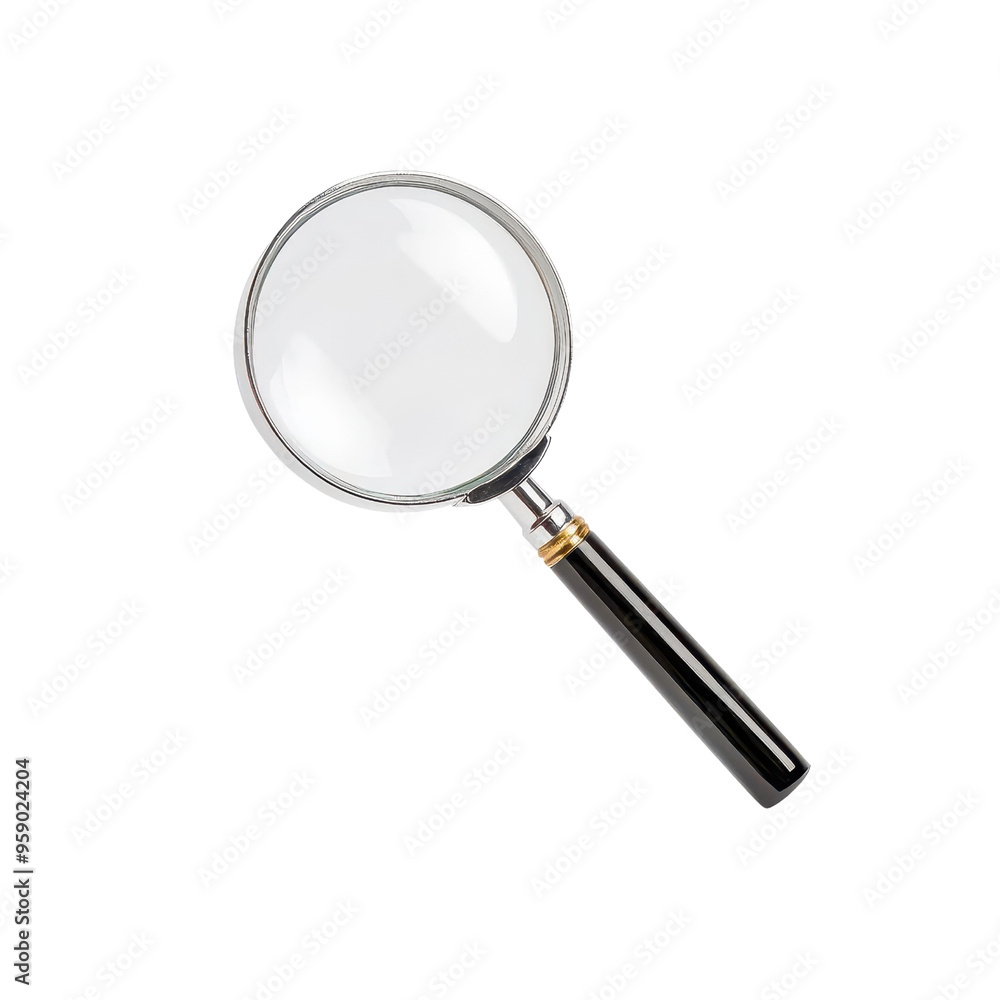 A classic magnifying glass showcasing its elegant design, perfect for enhancing details in reading, examining, or exploration. A classic magnifying glass showcasing its elegant design, perfect for enhancing details in reading, examining, or exploration.