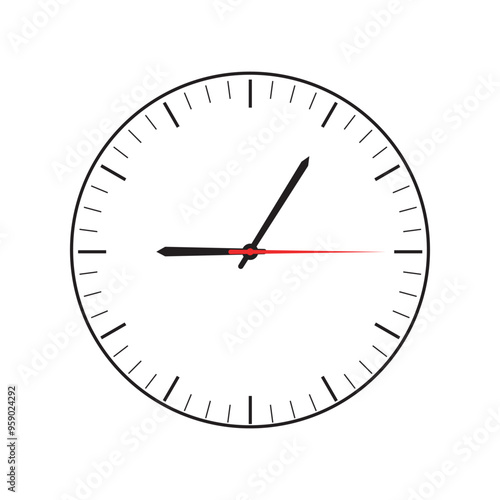 Clock Design on white background Vector. round watch analog clock illustration Eps