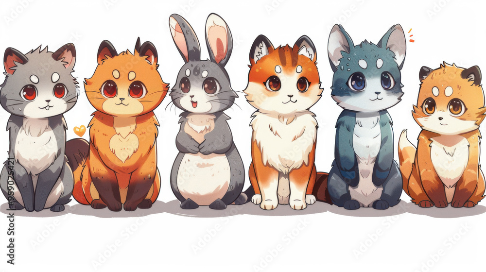 A set of cartoon characters for children’s educational content or mobile games, offering fun and engaging designs. A set of cartoon characters for children’s educational content or mobile games, offering fun and engaging designs.