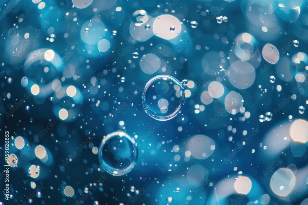 The image is of a blue background with many small bubbles scattered throughout,generative ai image The image is of a blue background with many small bubbles scattered throughout,generative ai image
