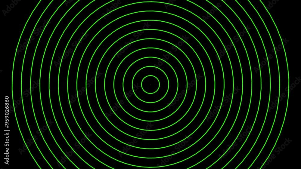 Digital radio wave green color animation. Radio wave on world map 4k video black background.