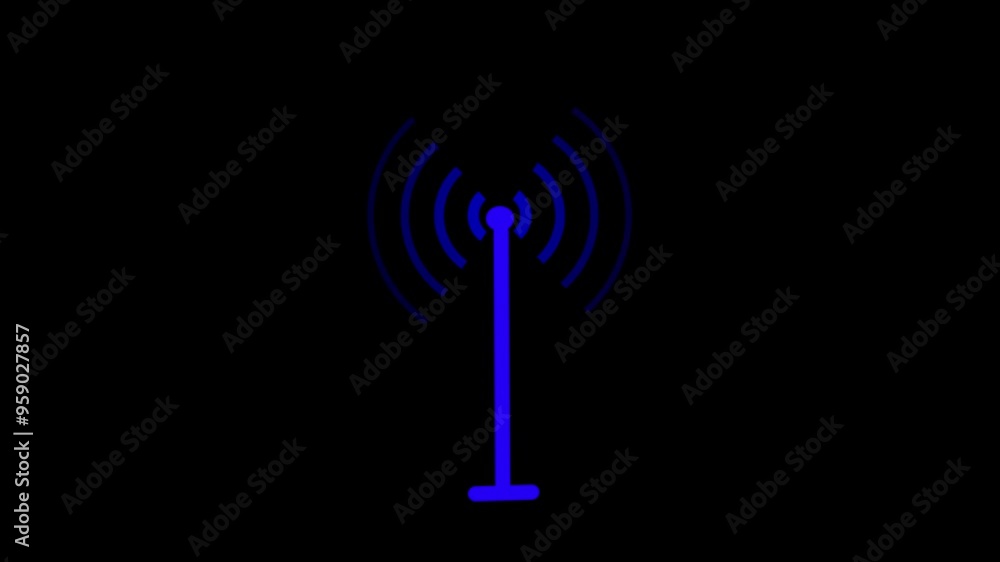 Abstract technology wireless signal icon blue color animation. Black background 4k video. Abstract technology wireless signal icon blue color animation. Black background 4k video.