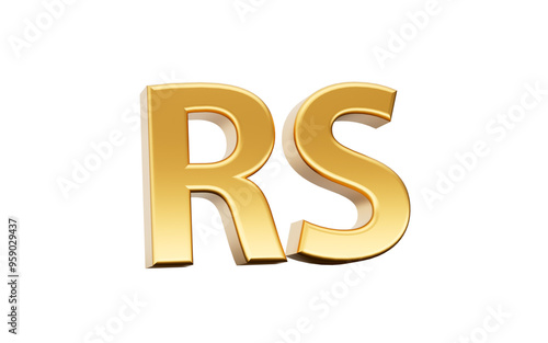 3d Golden Shiny Pakistani Rupee Currency Symbol Rs Isolated On Golden Background, 3d illustration 