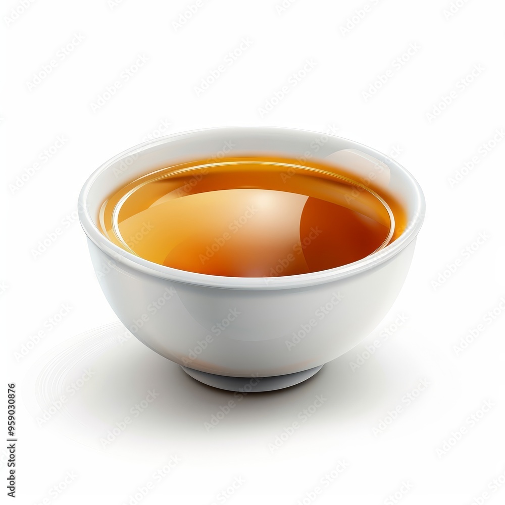 Fish sauce in a cup, kitchen element, photorealistic design, glossy brown, isolated on white background Fish sauce in a cup, kitchen element, photorealistic design, glossy brown, isolated on white background