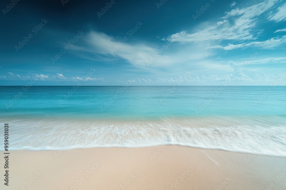 Obraz premium Tranquil Seascape with Blue Sky and White Clouds