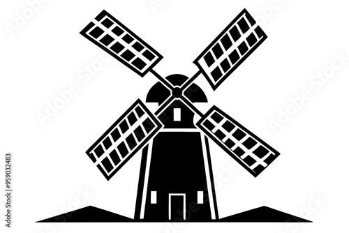 windmill icon on white background. farm house sign. farm windmill symbol. flat style.