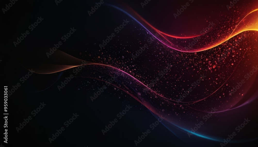 Abstract glowing waves and particles on a dark background. Abstract glowing waves and particles on a dark background.