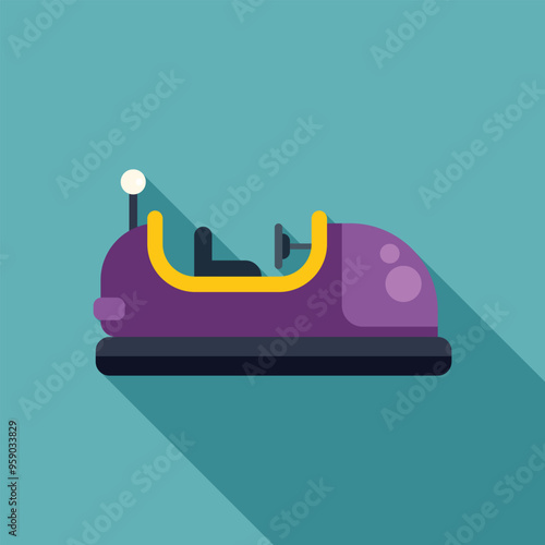 Purple bumper car is waiting for passengers to enjoy a thrilling ride at the amusement park