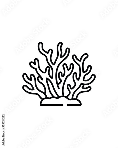 Editable stroke vector of a coral reef with various branches and a base.