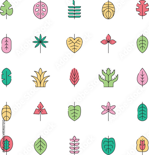 Tropical Leaves Icon Set