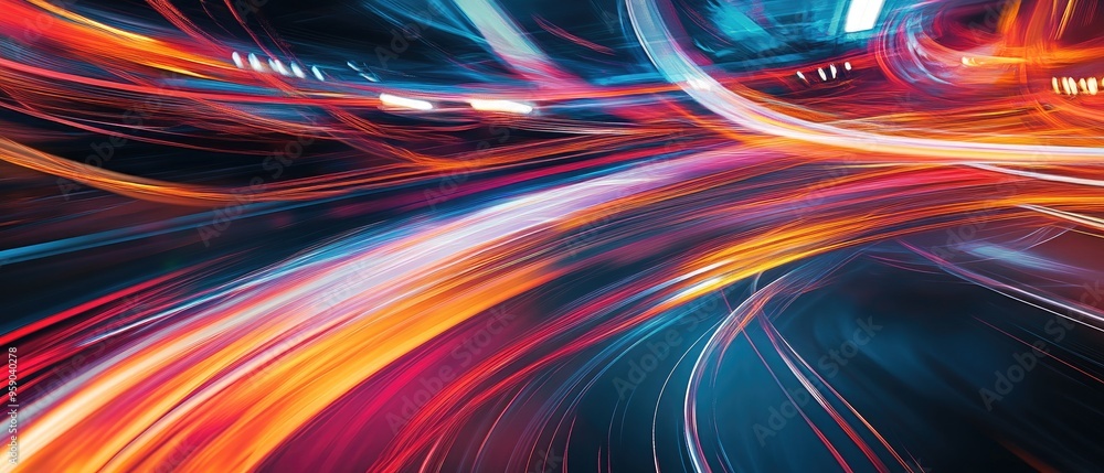 Abstract illustration showcasing dynamic movement of light and lines capturing the essence of speed and motion Abstract illustration showcasing dynamic movement of light and lines capturing the essence of speed and motion
