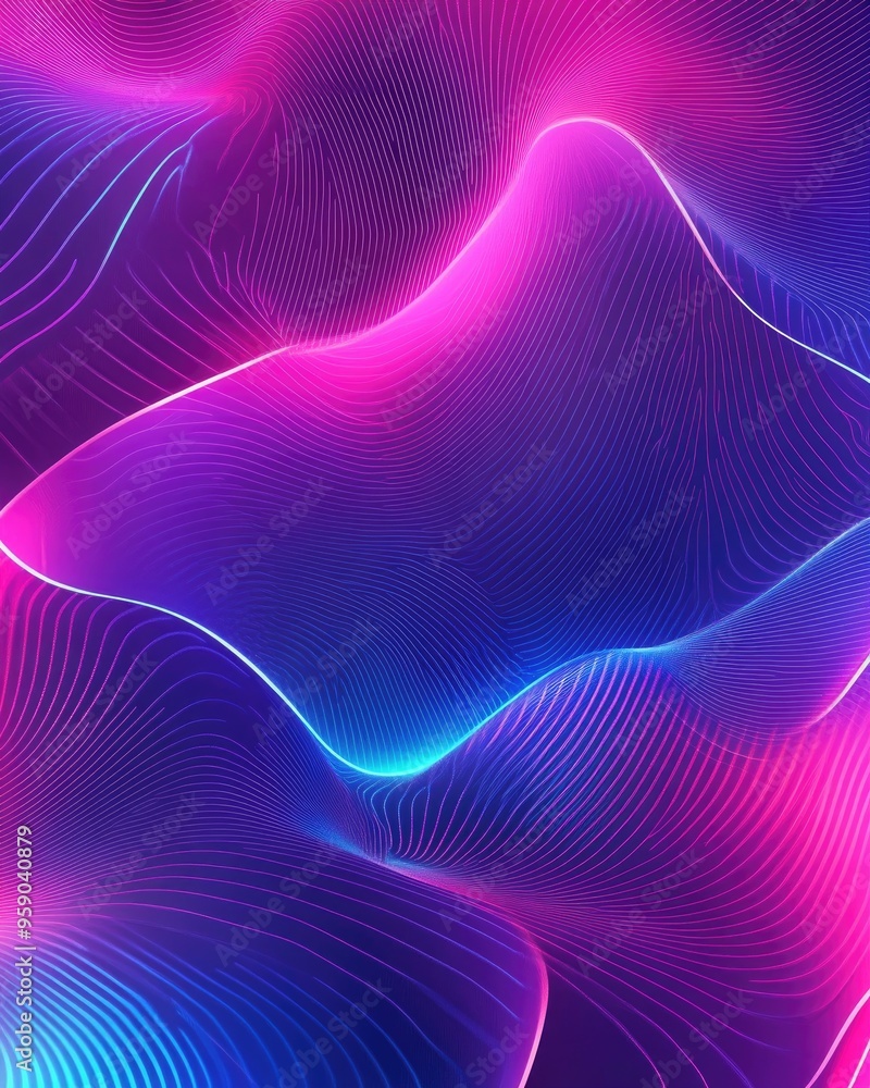 Abstract gradient background featuring curved neon lines in pink and blue shades complemented by colorful geometric shapes in a dynamic graphic design Abstract gradient background featuring curved neon lines in pink and blue shades complemented by colorful geometric shapes in a dynamic graphic design