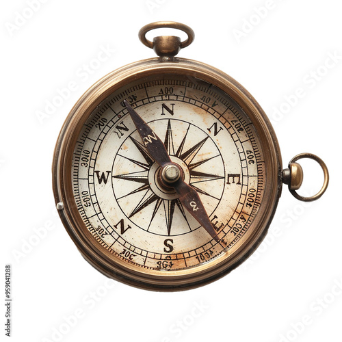 Antique Compass Isolated on Transparent Background