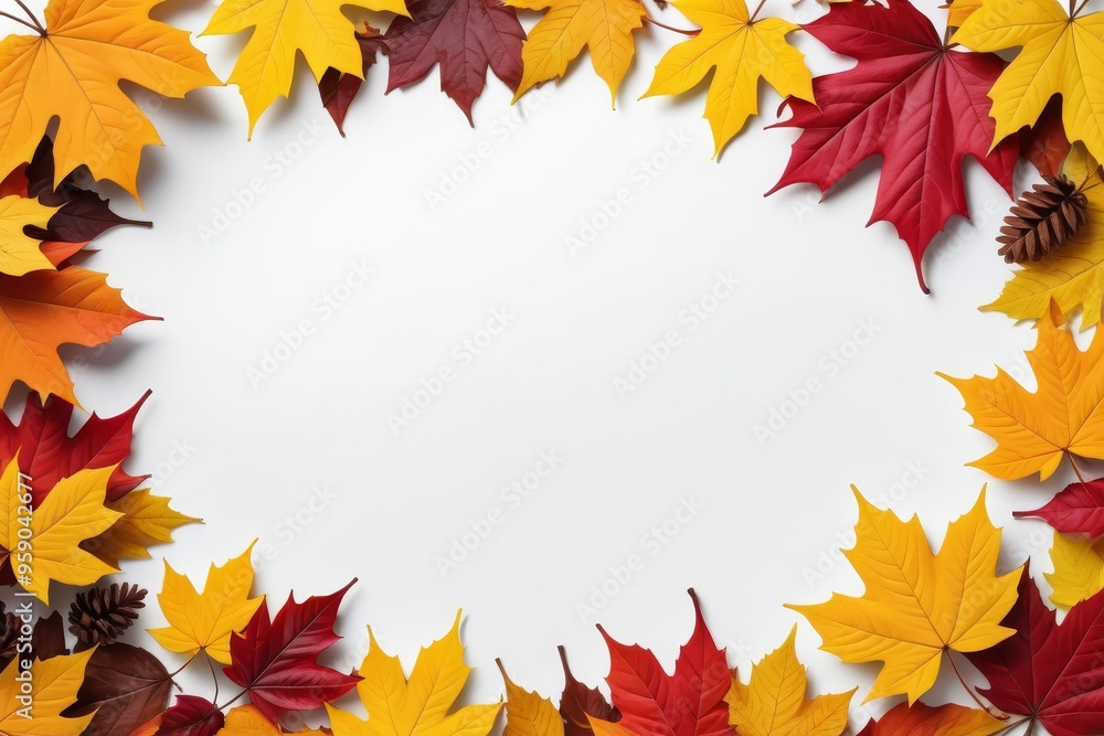 Autumn leaves frame on a white background, perfect for seasonal greetings or fall-themed designs. Autumn leaves frame on a white background, perfect for seasonal greetings or fall-themed designs.