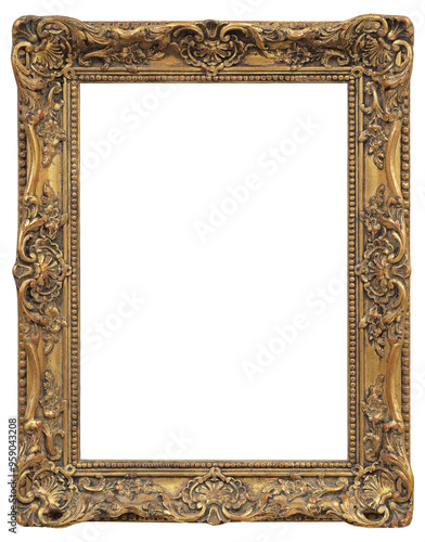 Antique picture frame on a transparent background, in PNG format. photo