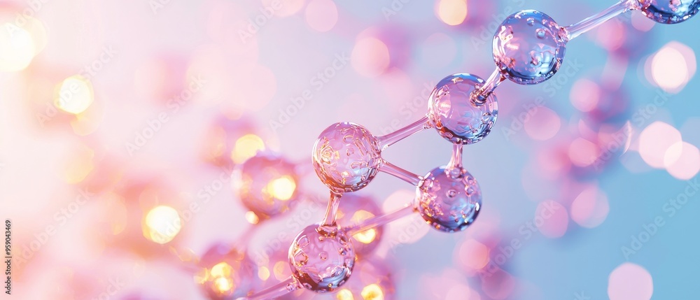 Abstract glowing molecule chain on a soft pastel background. Abstract glowing molecule chain on a soft pastel background.