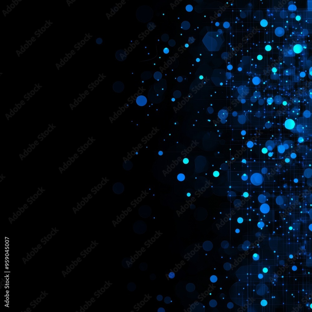Abstract blue bokeh lights on a black background. Abstract blue bokeh lights on a black background.