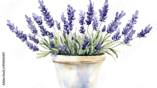 Serene Lavender Watercolor: A Beautiful Botanical Illustration for Home Decor