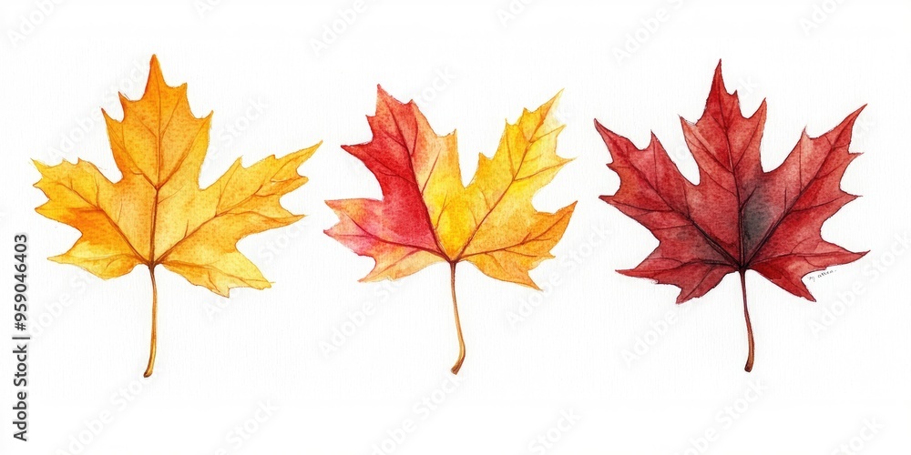 Captivating Watercolor Illustration of Autumn Leaves in Vibrant Colors Captivating Watercolor Illustration of Autumn Leaves in Vibrant Colors