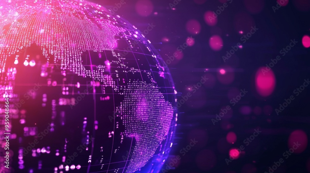 Abstract digital globe with glowing lines and bokeh. Abstract digital globe with glowing lines and bokeh.