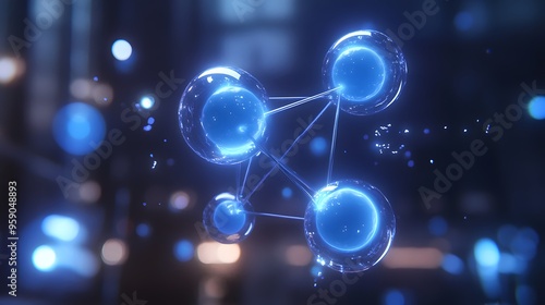 Wallpaper Mural Elemental Hydrogen: A visual representation of hydrogen atoms bonding, with glowing blue orbs symbolizing protons and a minimalist background.
 Torontodigital.ca