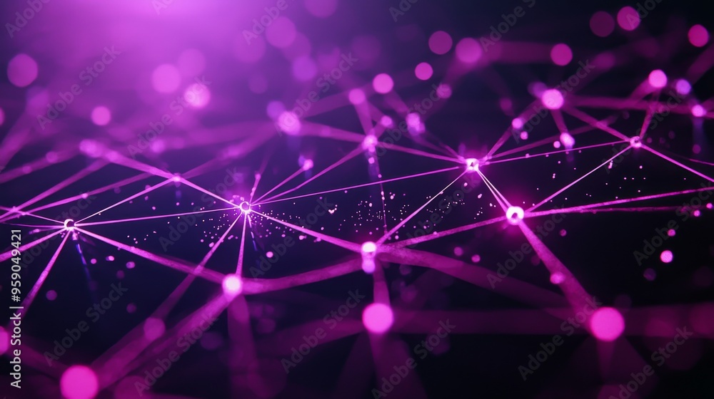 Abstract digital network with glowing pink lines and nodes against a dark background. Abstract digital network with glowing pink lines and nodes against a dark background.