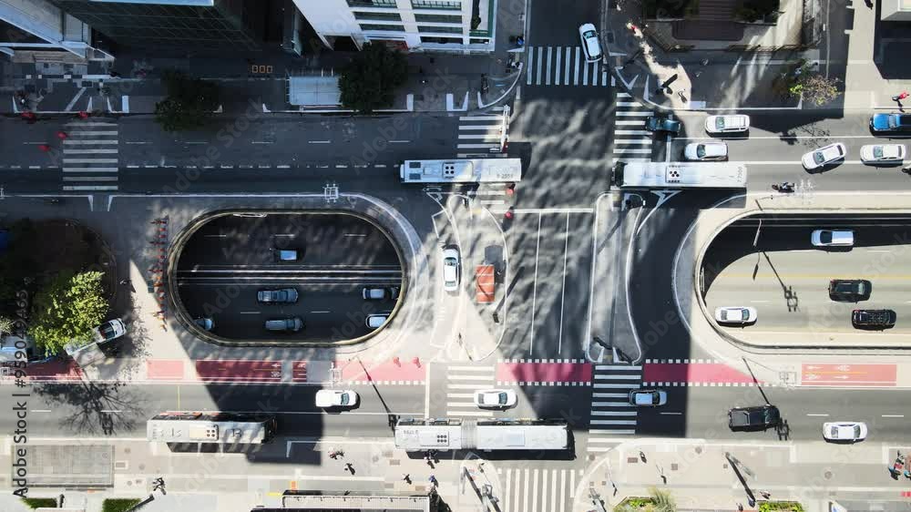 Vista aérea da Av. Paulista - Centro financeiro de São Paulo - Brasil